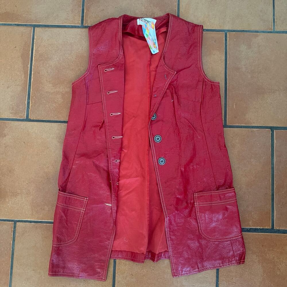 Red Vintage Leather Vest